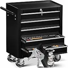 MASKO® Werkstattwagen - 5 Schubladen, Abschließbar | Massives Metall | Mobiler W