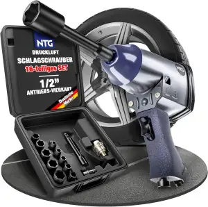 NTG Druckluft Schlagschrauber 310 Nm 1/2 Zoll mit Koffer und 10 Nüssen für Reife
