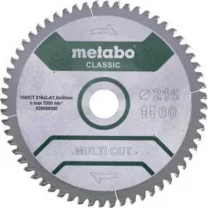 metabo Kreissägeblatt 216 x 30 mm Z60 FZ/TZ - Universelles Sägeblatt für anspruc