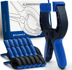 Falkenwald® Klemmzwingen 12er Set für Leimen, Pool, Fotografie mit großer Spannw