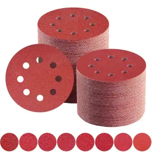 Schleifpapier 125mm Klett 10 x 40/60/80/100/120/150/180/240 Körnung 8 Loch Schle